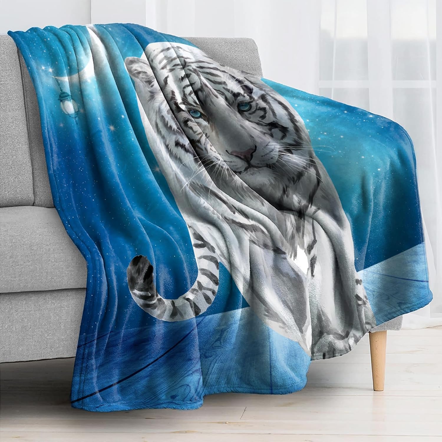 Ultra Soft Fleece Blanket- Lightweight & Warm Throw Blanket for Couch, Cozy Plush Sherpa Blanket for Adults Kids, Durable & Easy Care (White Tiger, 50x60 in) - Image 2