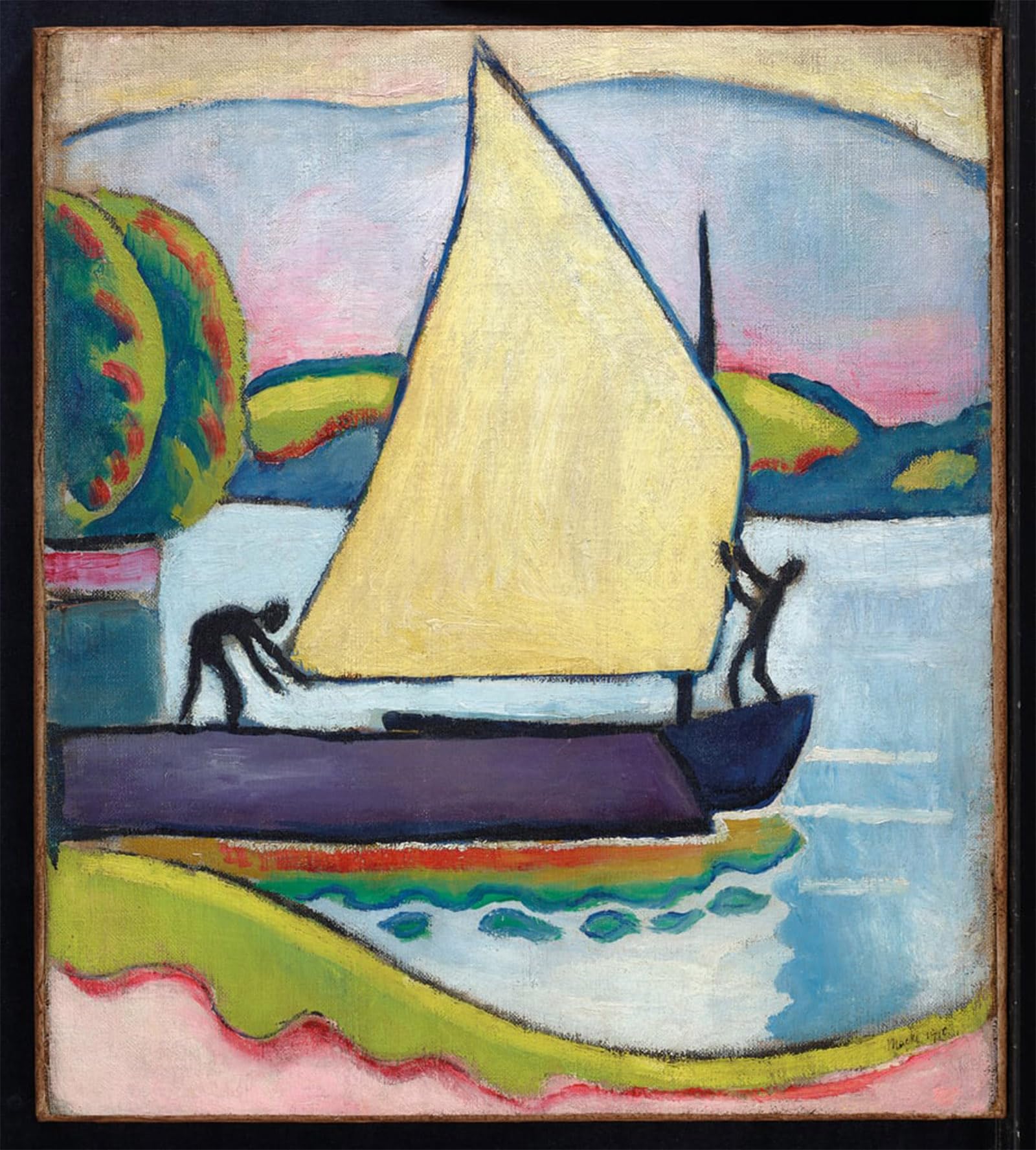 Artxlxxbn No Frame Famous Painting Art Wall Decor Abstract Art Picture Sailboat In The Morning By August Macke Animal Pictures For Home Decor 60X90cm