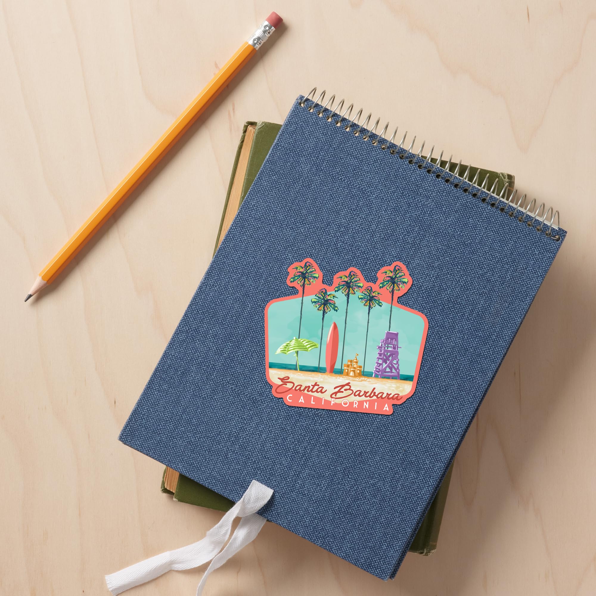 Die Cut Sticker Florida, Tall Palms Beach Scene, Vinyl Sticker