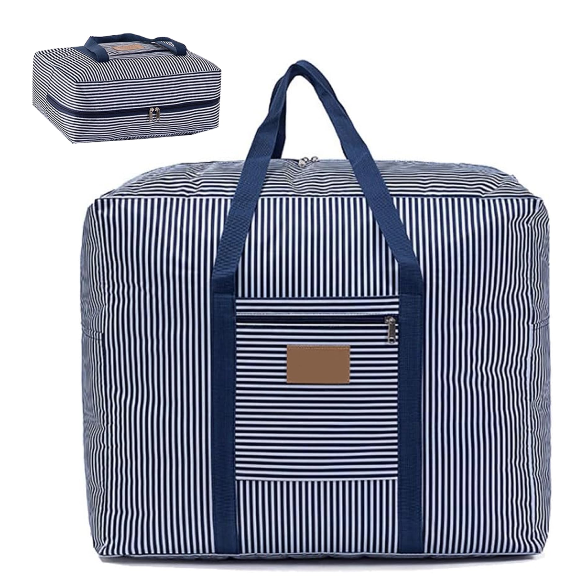 Bolsas para mudanzas, 17x13x7, Impermeables, a Rayas, Almacenamiento de Tela Oxford para Viajes con asa, Cremallera para Ropa de sábanas de edredón
