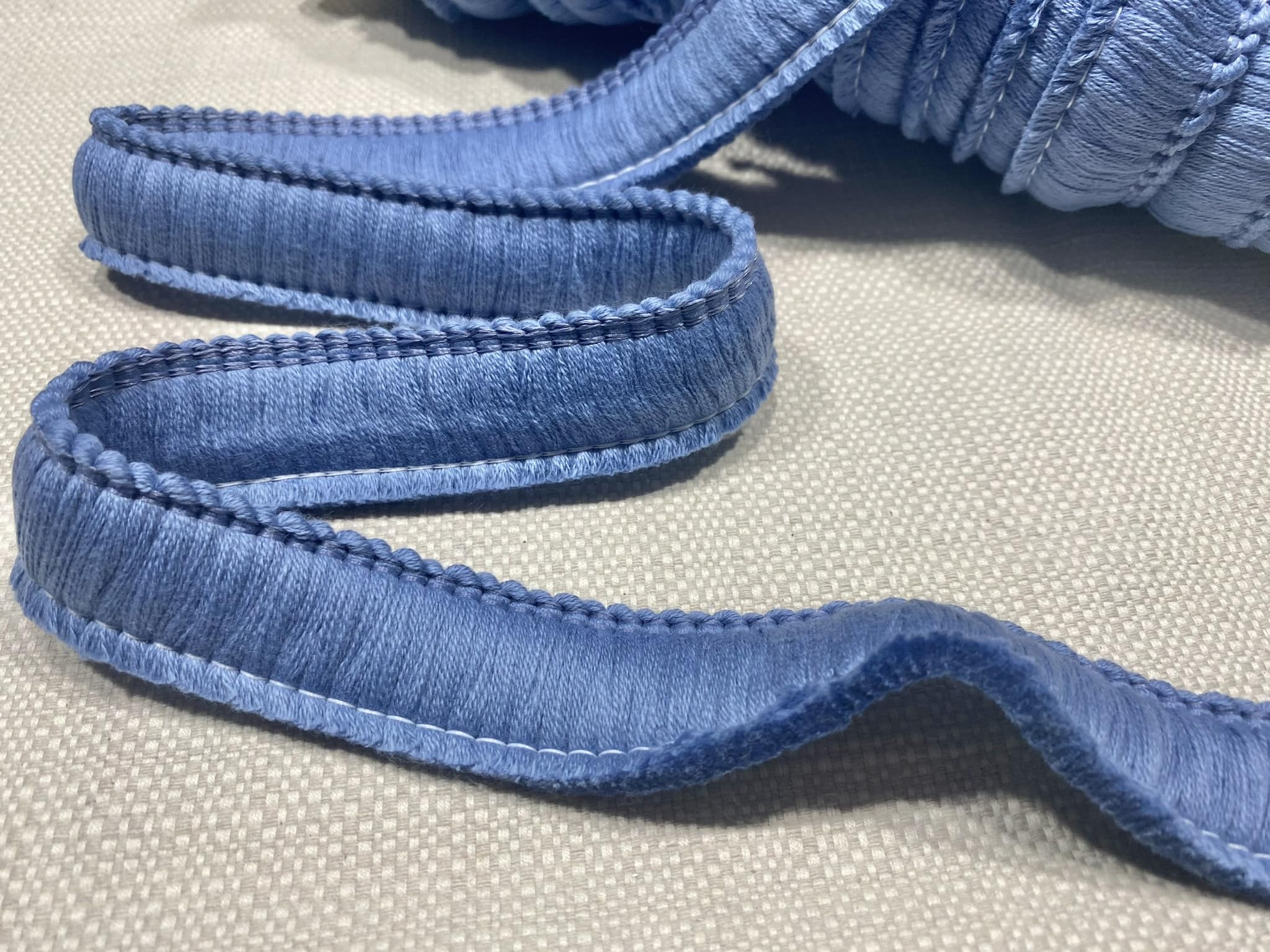 Cotton Brush Fringe - 30mm Wide Tassels Textile Cut Pillow Trimming Piping Cushion Trim Curtains Home Decor - Any Length (Denim Blue #3) โ image 1