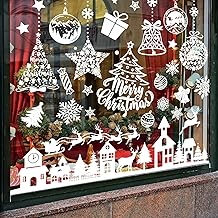 Christmas Window Decorations, Pack of 250 Christmas Decoration, Indoor, PVC Christmas Decoration, Window Decoration, Reusable with Houses, Snowflakes, Christmas Decoration
