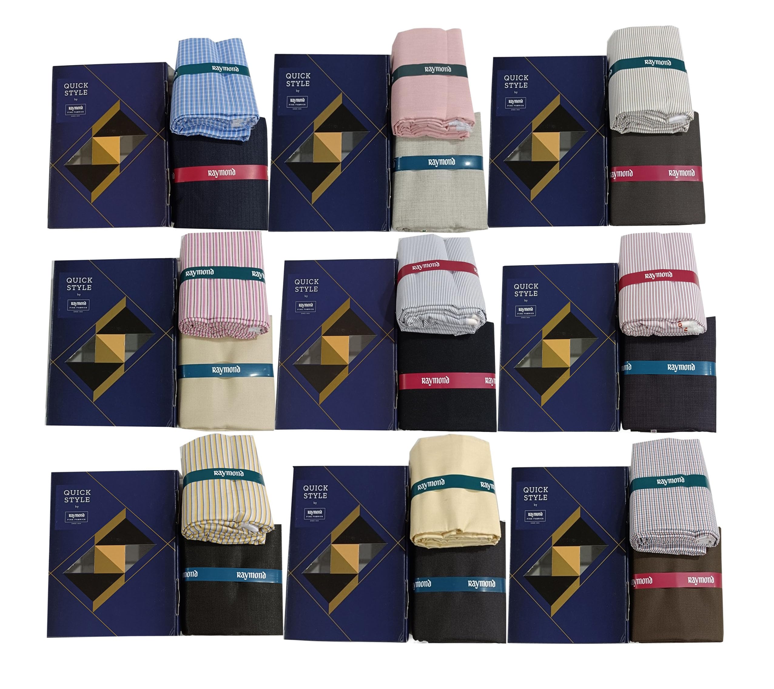 raymond fabrics Raymond Unstitched Shirt & Pant Combo Pack of 9 | Quick Style Premium Collection | Cotton Blend Formal Sets | Assorted Colors & Patterns for Men-picture-22