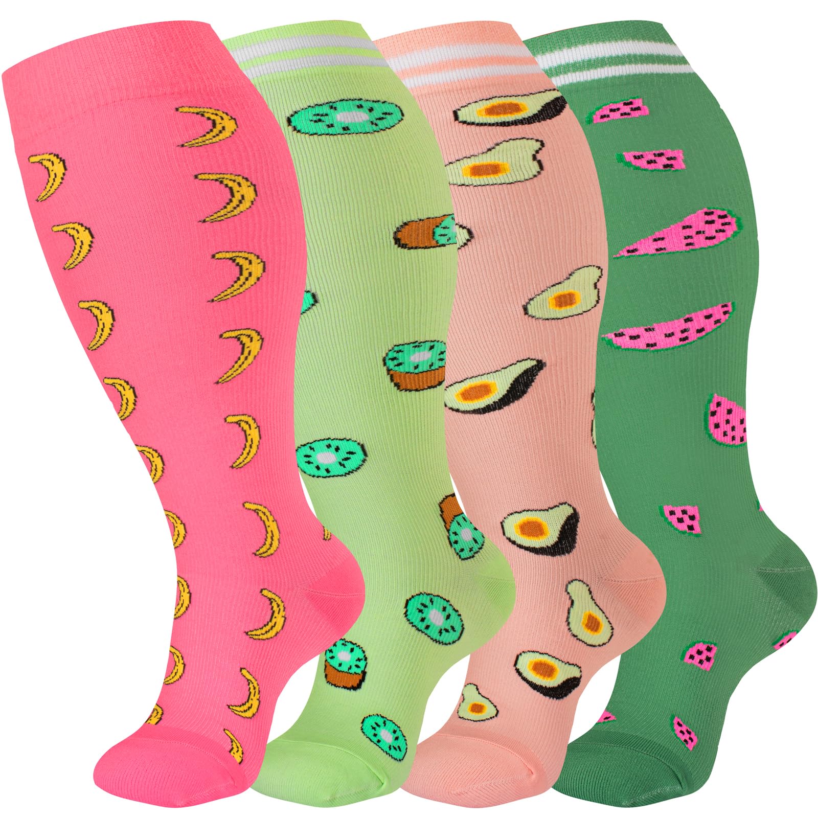 bropite 3/4 Pairs Plus Size Compression Socks for Women &amp; Men 20-30 mmhg-Extra Wide Calf Support Socks for Medical,Running