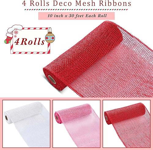 Vista 9 de 3 rollos de malla decorativa de arpillera de poliéster de 10 pulgadas de ancho, rollos de cinta decorativa de poliéster para decoración de coronas