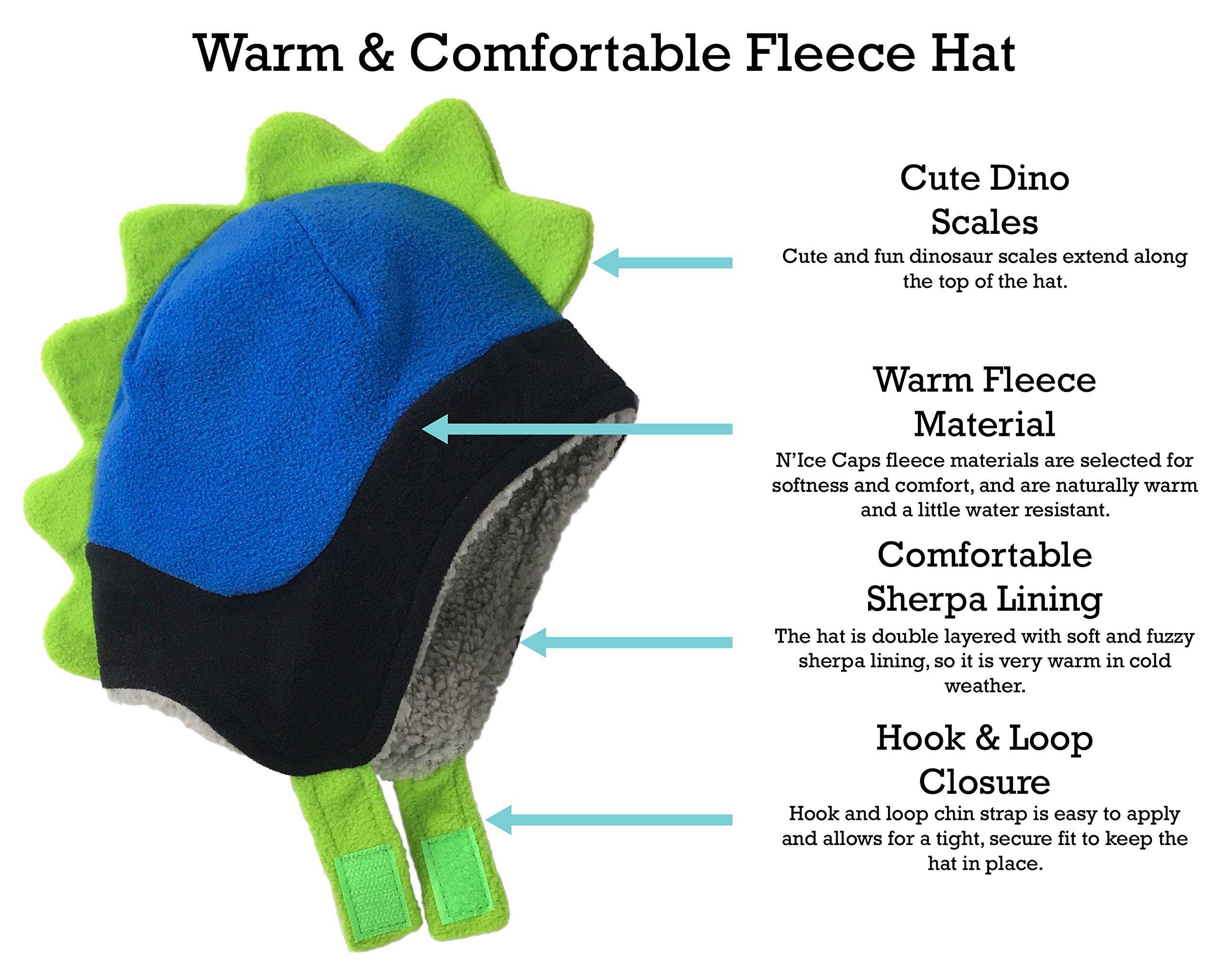 N'Ice Caps Boys Soft Sherpa Lined Micro Fleece Dino Hat and Mitten Set