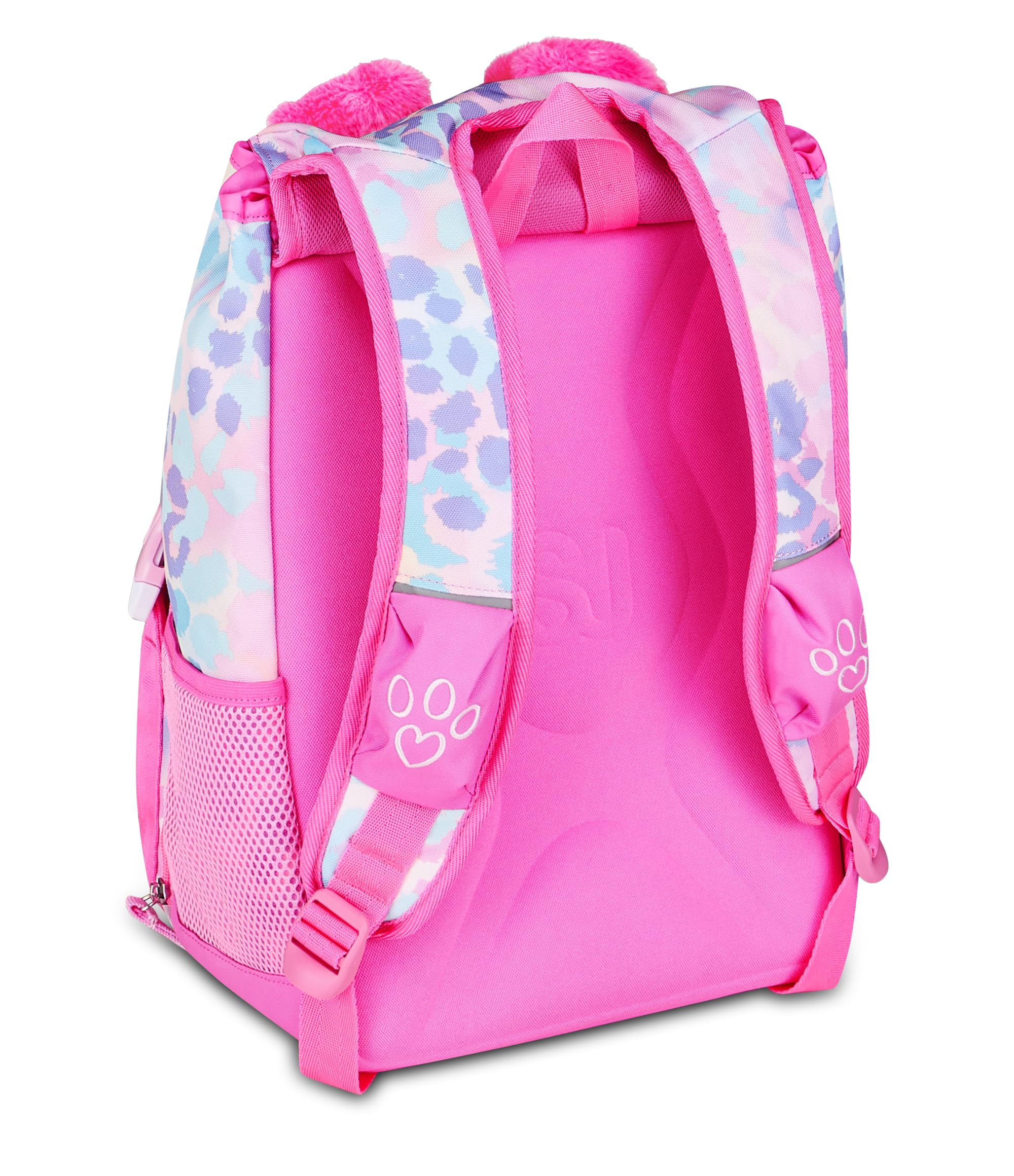SJ GANG STYLE JAM GANG Zaino Scuola Estensibile Big HEART BUDDY GIRL, Rosa, 24 L, Zip laterali, Orecchie gatto morbide sollevabili, Tasca portaborraccia, Scuola elementare e media, Bambina, Ragazza
