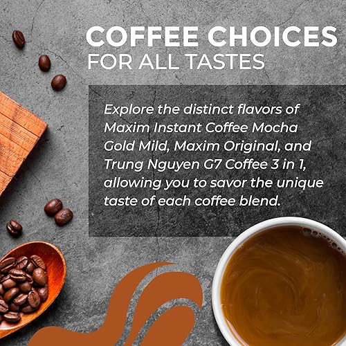 Miniatura 3 de Paquete de 30 paquetes de café instantáneo coreano y café vietnamita, incluye palitos de café Maxim Maxim Mocha Gold Original y Trung Nguyen - Café