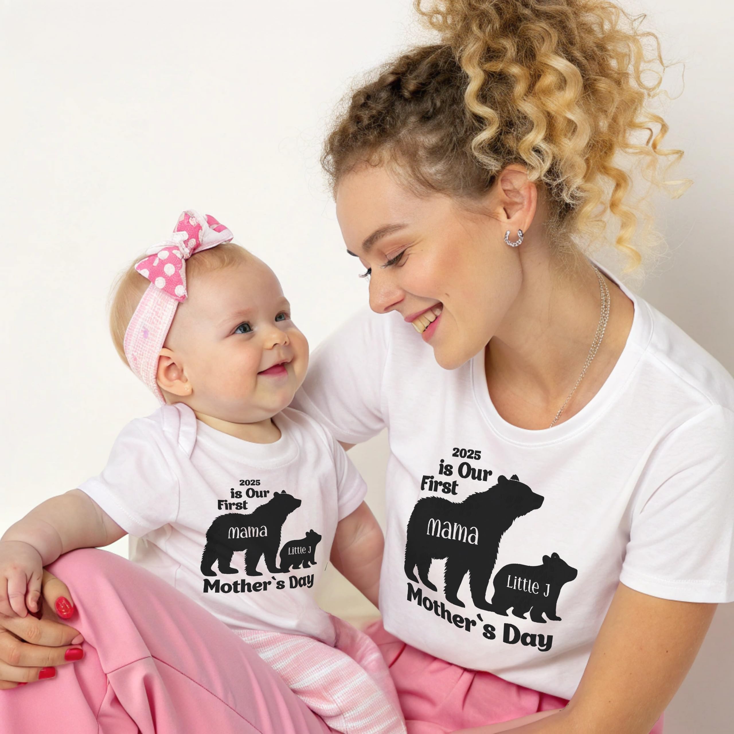 Our 1st Mother's Day Shirt, Mommy and Me Shirts, Matching First Mother's Day Outfits, Customizable with Names and Date, Baby Bodysuit and Mom Shirt Set, Mother's Day Gift Idea, Pack of 2