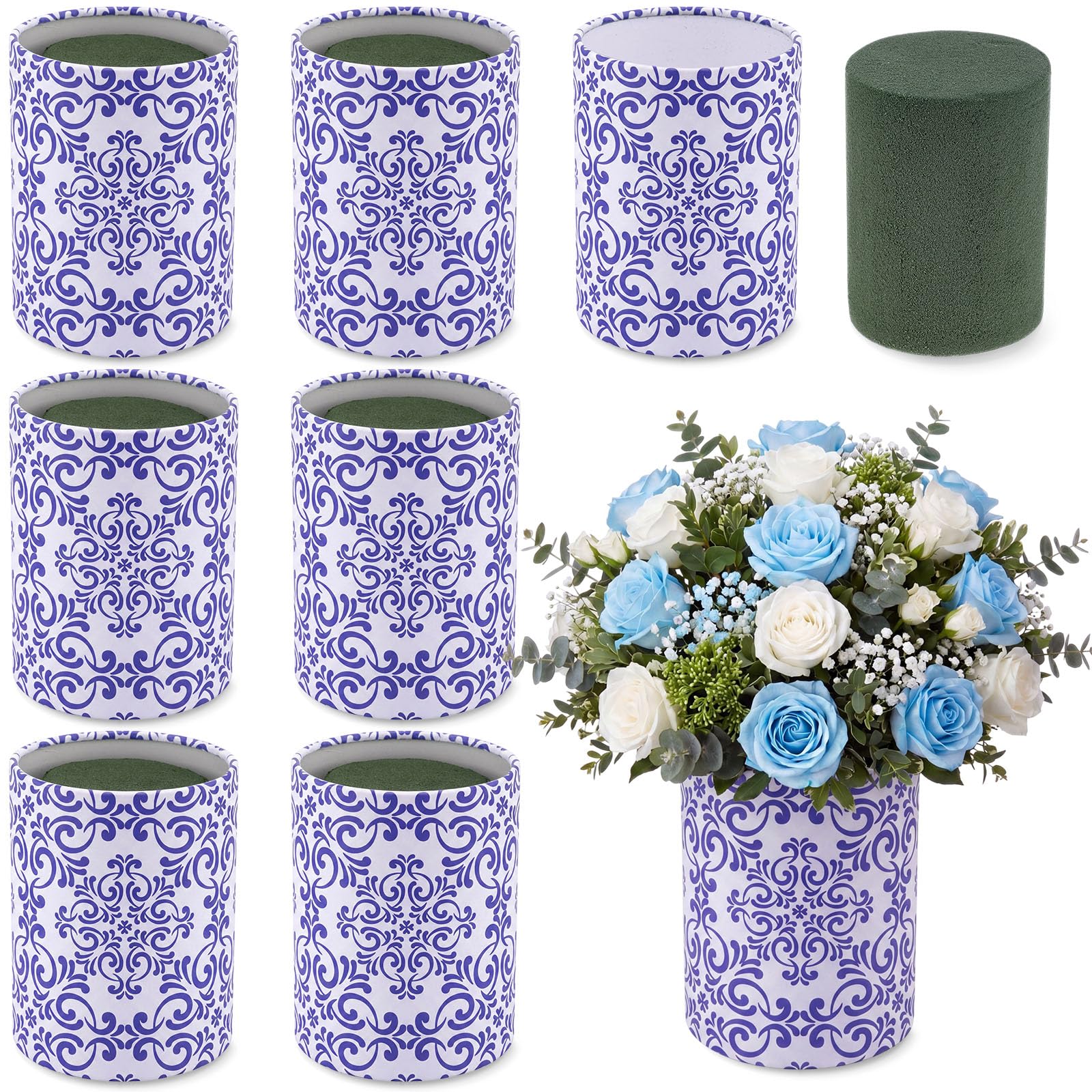 Amazon.com: LemonRoad 6 Set Blue and White Planter Porcelain