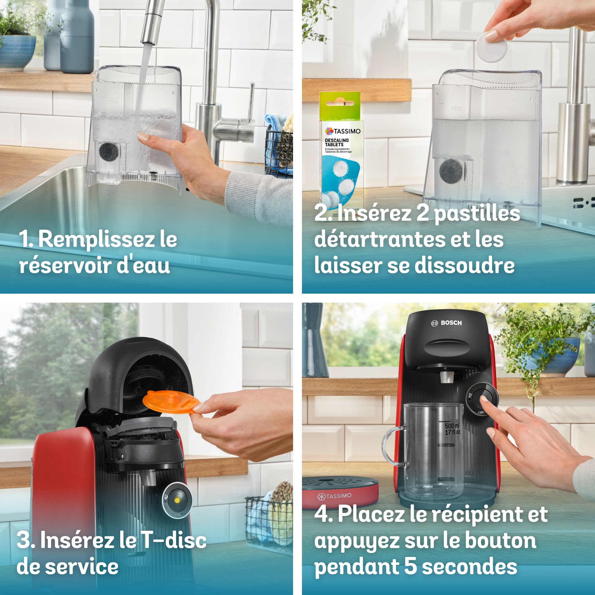 Bosch Tassimo Finesse TAS163E Machine à café multi-boissons, 70 boissons chaudes, IntensityBoost, cafétière à dosettes, rouge