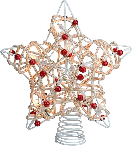 Miniatura 3 de Kurt S Adler Decoración para árbol de Navidad con diseño de estrellas de ratán de abedul de 11 pulgadas UL4295