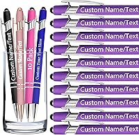 Vista 34 de Bolígrafos personalizados con nombre, paquete de 10 bolígrafos personalizados de oro rosa, bolígrafo de tinta negra grabada a granel con puntas