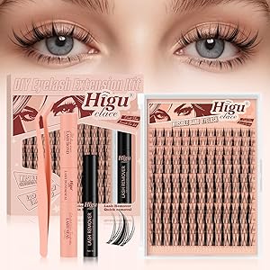 Higu clace Fairy-Lash-Clusters,144PCS Manga Lash-Clusters-Kit DIY Cluster Eyelash Extensions 10-18 mm, D Curl Lash Extension Kit with Lash Bond and Seal, Tweezers and Remover(Fairy-Kit-144pcs)