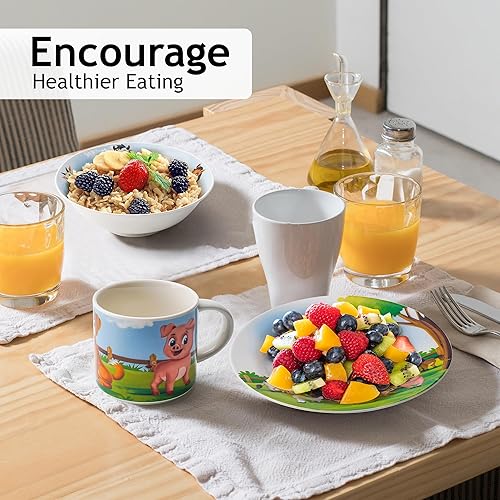 Miniatura 10 de MIAMIO Juego de vajilla infantil Jungle de 3 piezas, cerámica, incluye plato, cuenco y taza