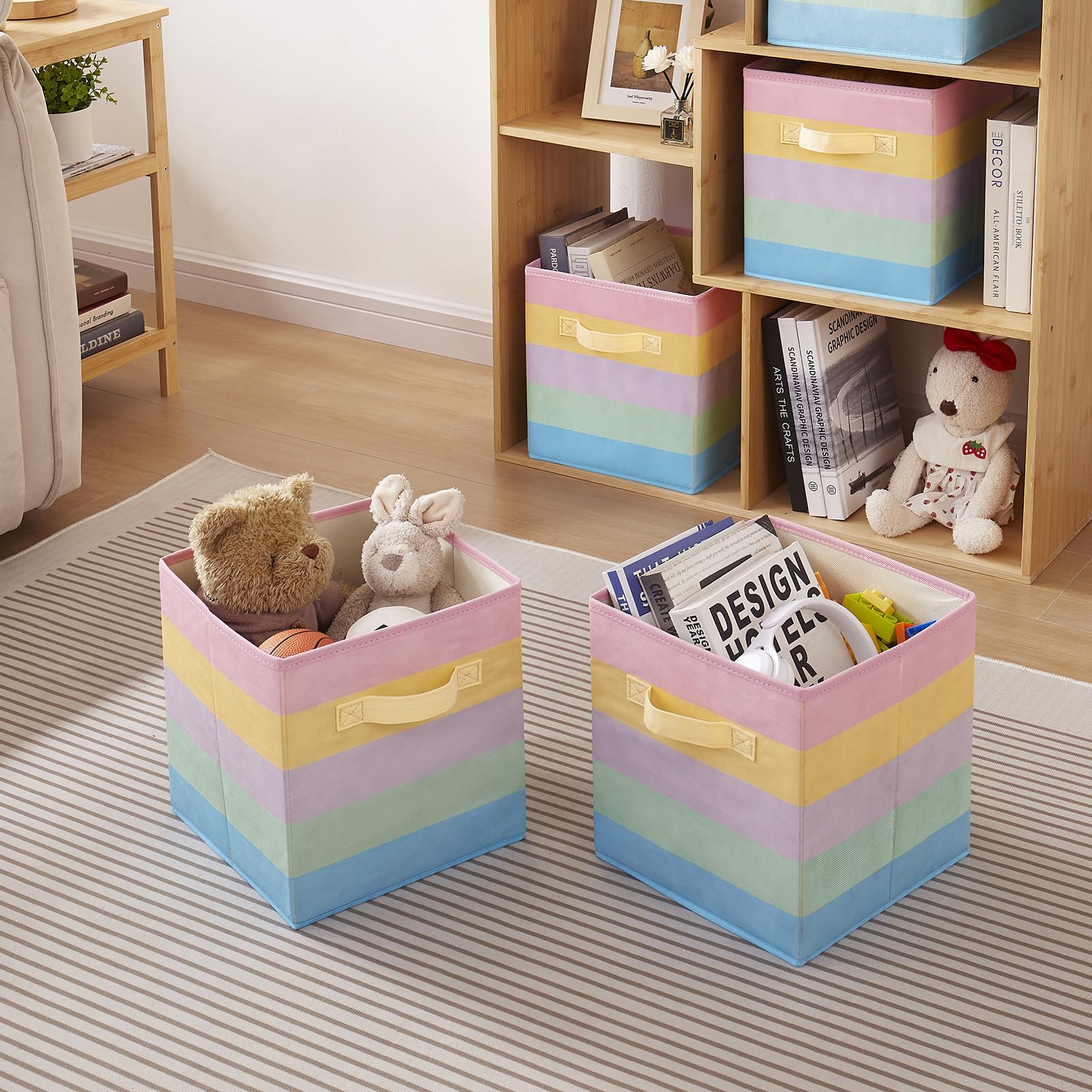Fabric Storage Cubes Bins For Shelves,13x13 Storage Cubes, Set Of 4