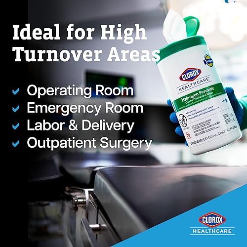 Miniatura 4 de Clorox Healthcare 30824 - Toallitas desinfectantes de peróxido de hidrógeno, recipiente de 95 unidades, 6 recipientes (30824)