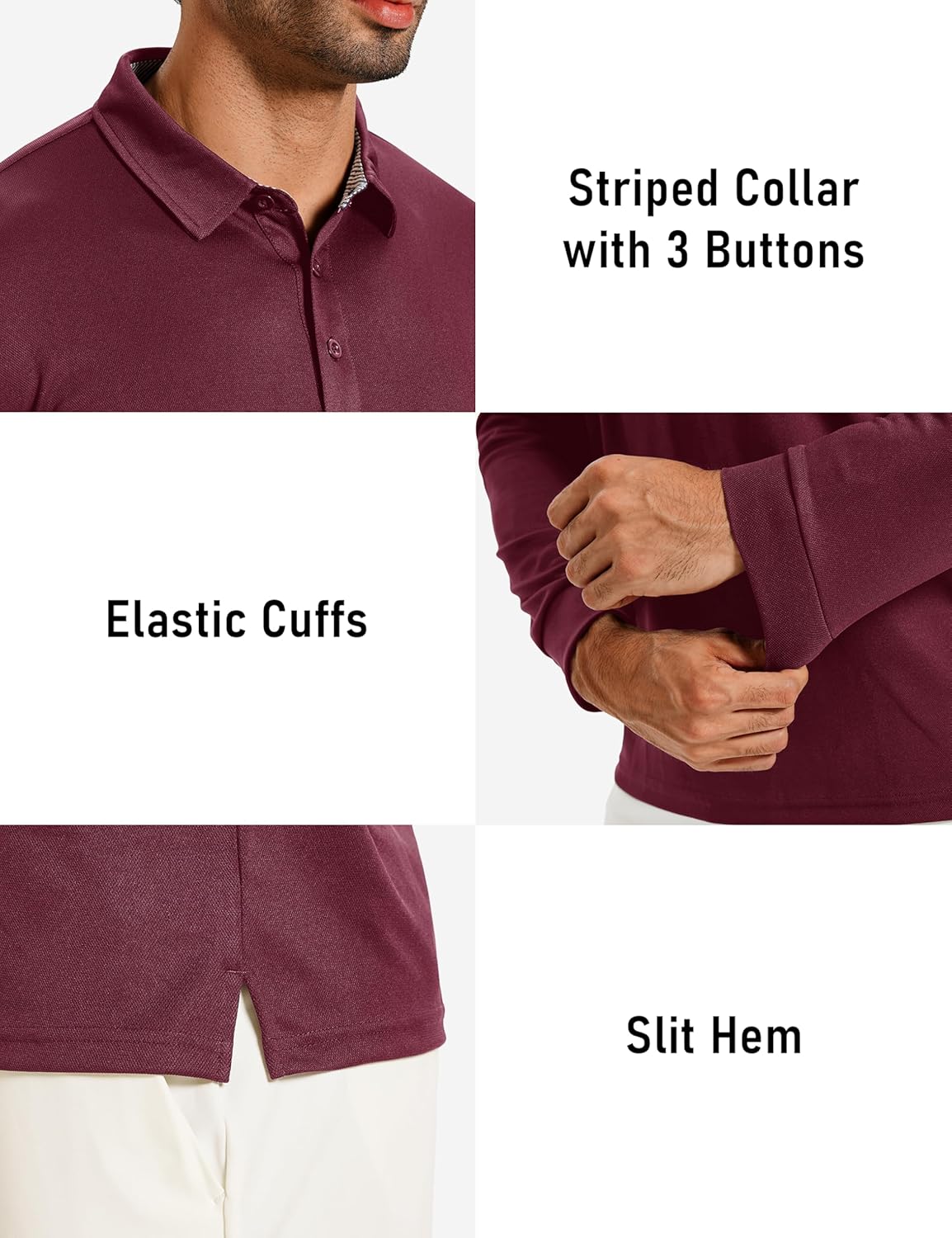 MAGCOMSEN Men's Polo Shirts Long Sleeve Golf Shirt Performance Quick Dry Moisture Wicking Casual Collared Shirts - Image 5