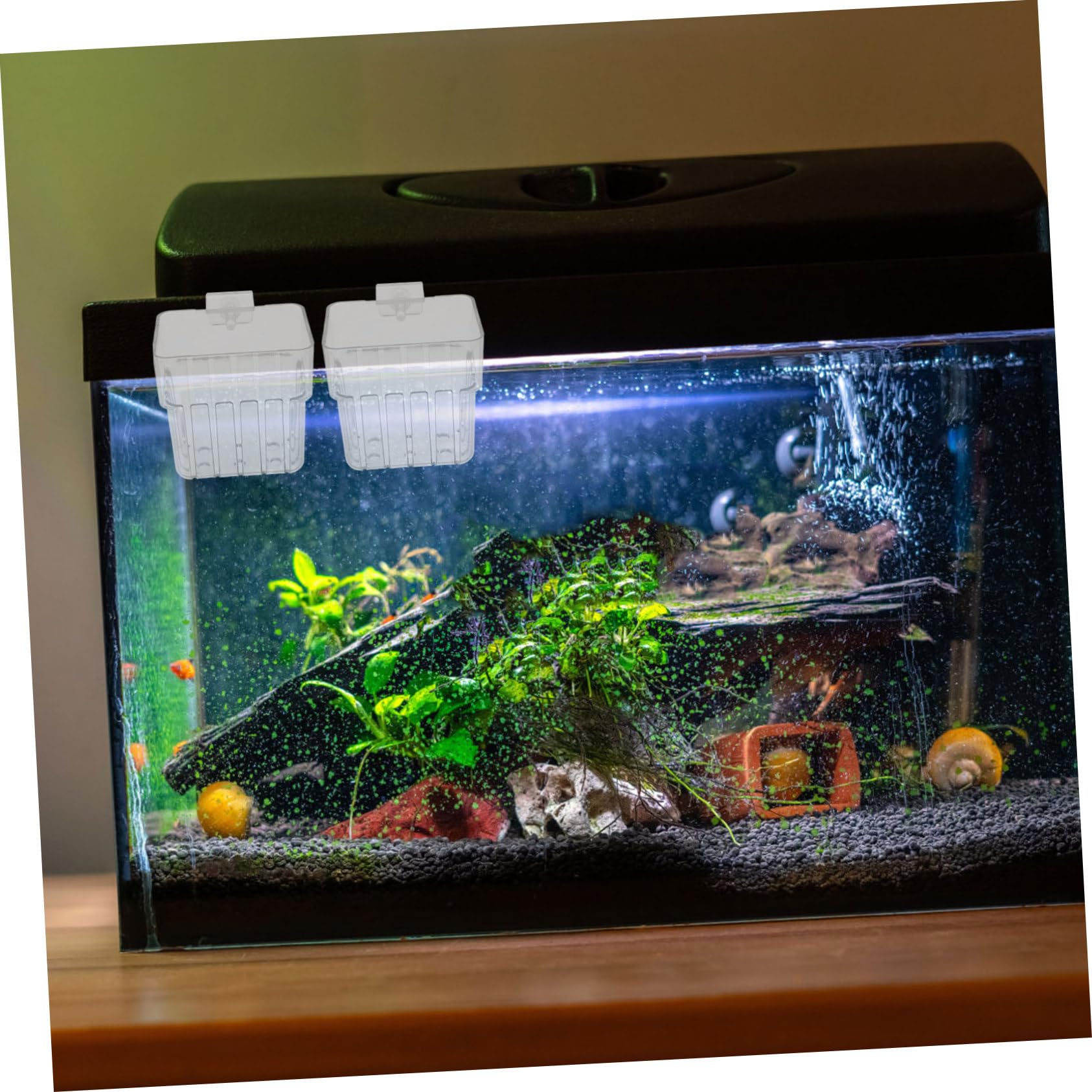 COLLBATH 8 Stück Teiliges Hydroponic Pflanzenhalter Aquarium Transparente Wandmontierte Hängende Wasserpflanzenhalter Platzsparende Hydroponik-körbe für Fischbecken und Dekorative
