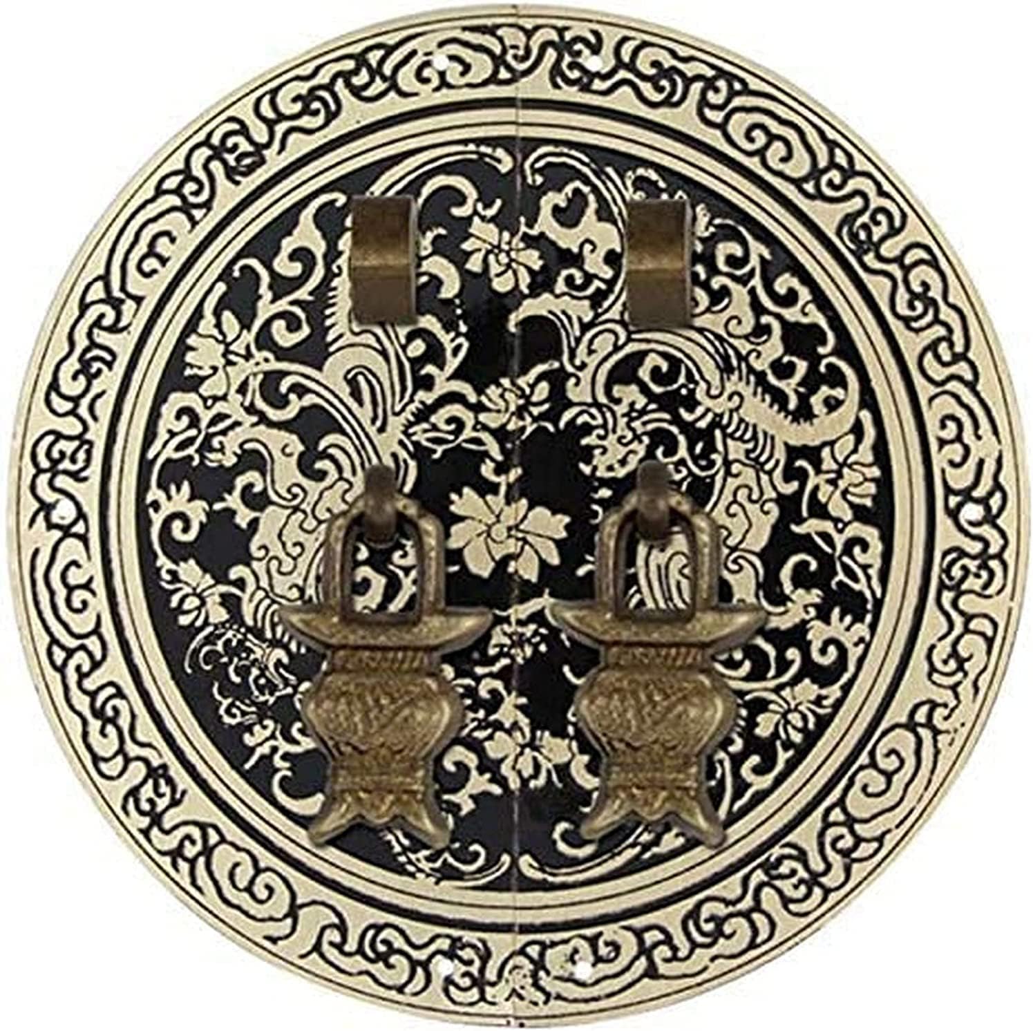 Classical Door Handle Knocker Chinese Door Handle Copper Handle Round Brass Handle Antique ming and Qing Handles Door Lock Furniture Closet Door Handle (J)