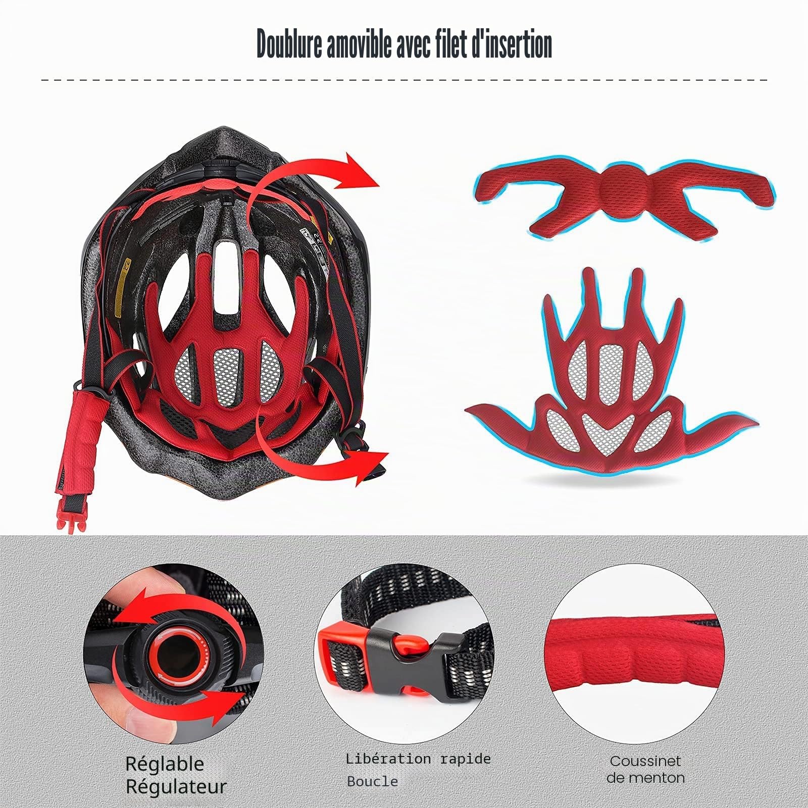 Casque Velo Homme,Shinmax Casque Velo Femme avec Lumière et à Détachable Visière Certifié CE Casque Velo Adulte Ajustable Casque VTT Sac Portable Casque Vélo Spécialisés Casque Velo Route