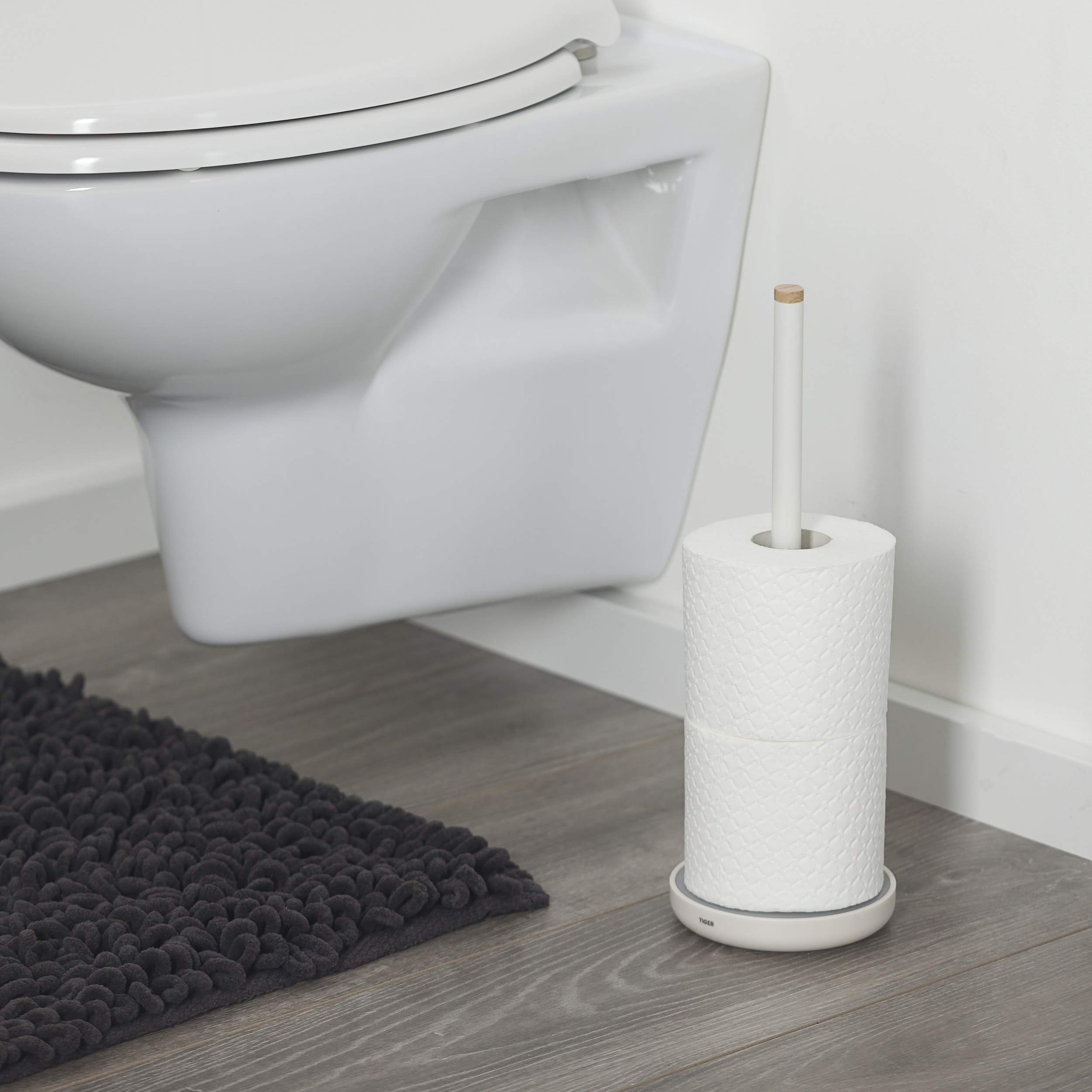 TIGER Urban Portarotolo di Riserva, Acciaio Inox, ABS, Bianco, 12,5 x 36 x 12,5 cm