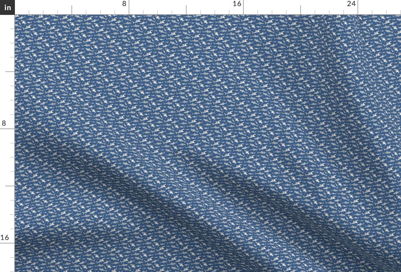 Spoonflower Fabric - Sharks Shark Grey Navy Blue Tiny Small Nautical Ocean Sea Life Fish Printed on Upholstery Velvet Fabric Fat Quarter - Upholstery Home Decor Bottomweight Apparel