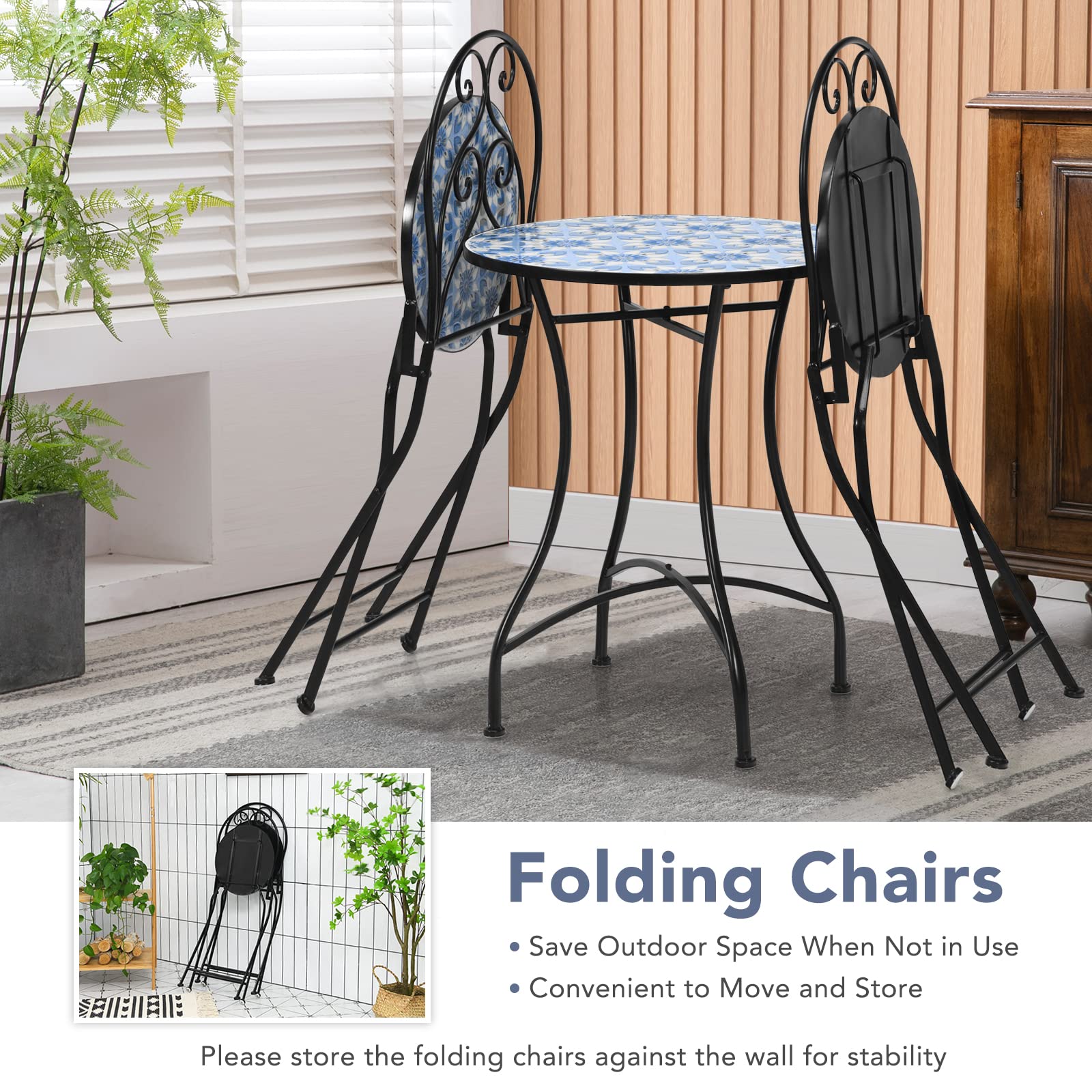 Amazon.com: Giantex 2 Pieces Folding Bistro Chairs, Mosaic