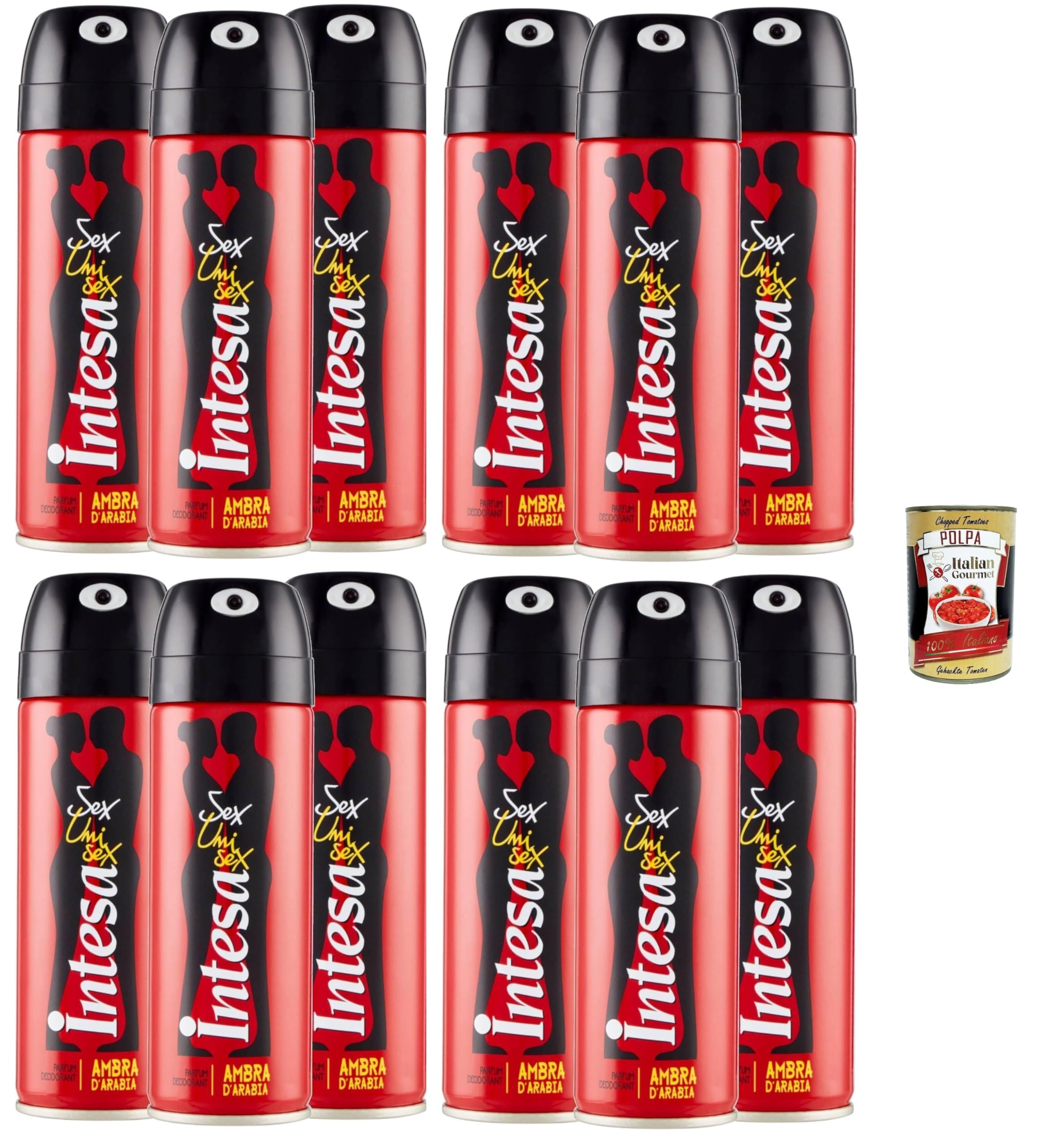 Italian Gourmet d'Arabia Duft deodorante spray Unisex-Deo 12 x 125ml | Profumo orientale, lunga freschezza; Pflege für Alltag, Sport und Reise, Gesamtnettogewicht 1,5 L + Kostenlos Polpa 400g