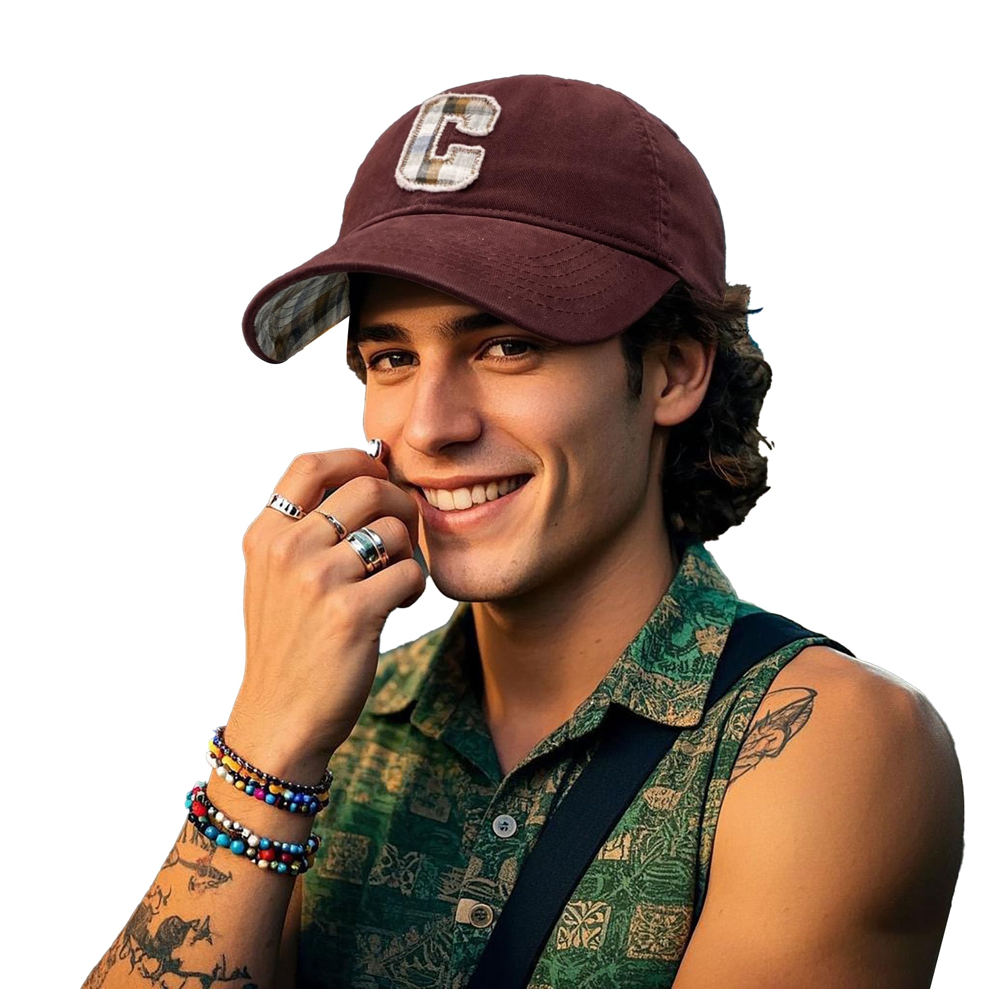 CLAPE Womens Baseball Cap Letters C Embroidered Ball Cap Cotton Breathable Sun Protection Ajustable Unstructured Dad Hat