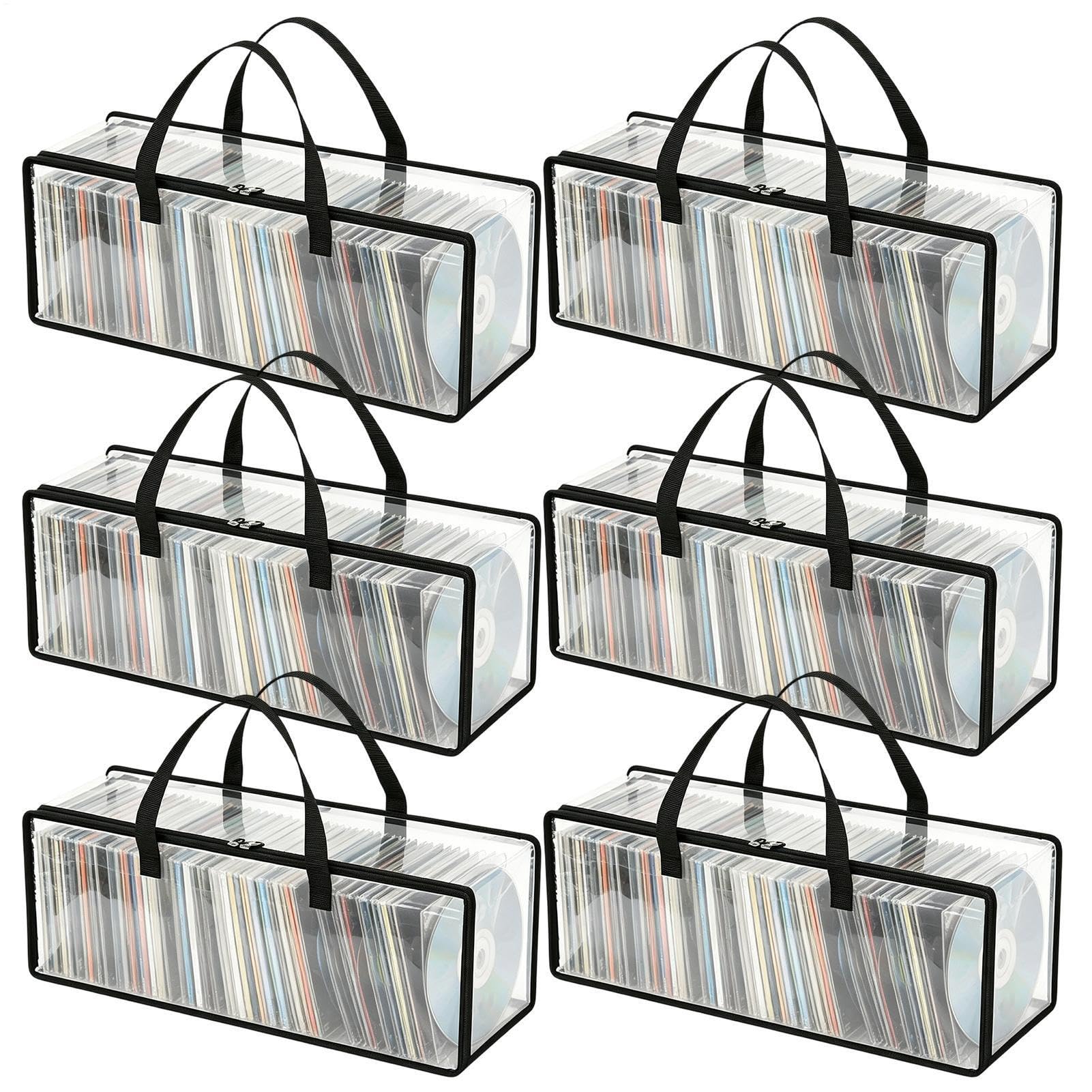 Borse Porta DVD Trasparenti 6 Pezzi di Organizzatori Trasparenti Impilabili | custodia da trasporto per DVD per Album Video Dischi Giochi Libri Ufficio Domestico e Biblioteca