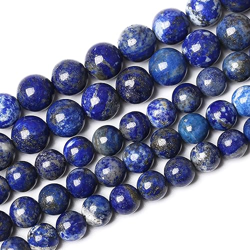 36 cuentas espaciadoras redondas sueltas de lapislázuli natural de 0.394 pulgadas para hacer joyas, pulseras, collares, 15 pulgadas, piedra