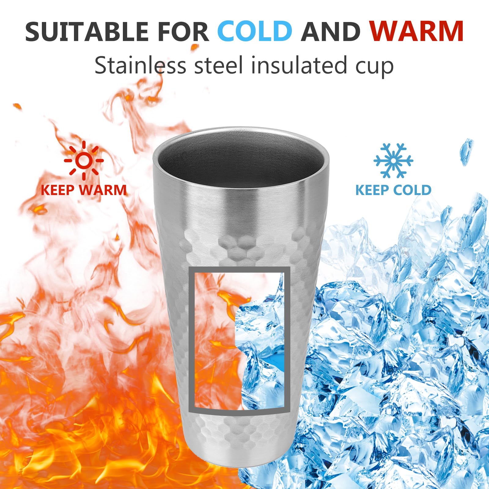 Adorila 4 Stück Edelstahl-Isolierbecher, doppelwandig, 625 ml, stapelbare Metallbecher zum Trinken, wiederverwendbare Trinkgläser für Zuhause, Büro, Party, Outdoor (Silber)