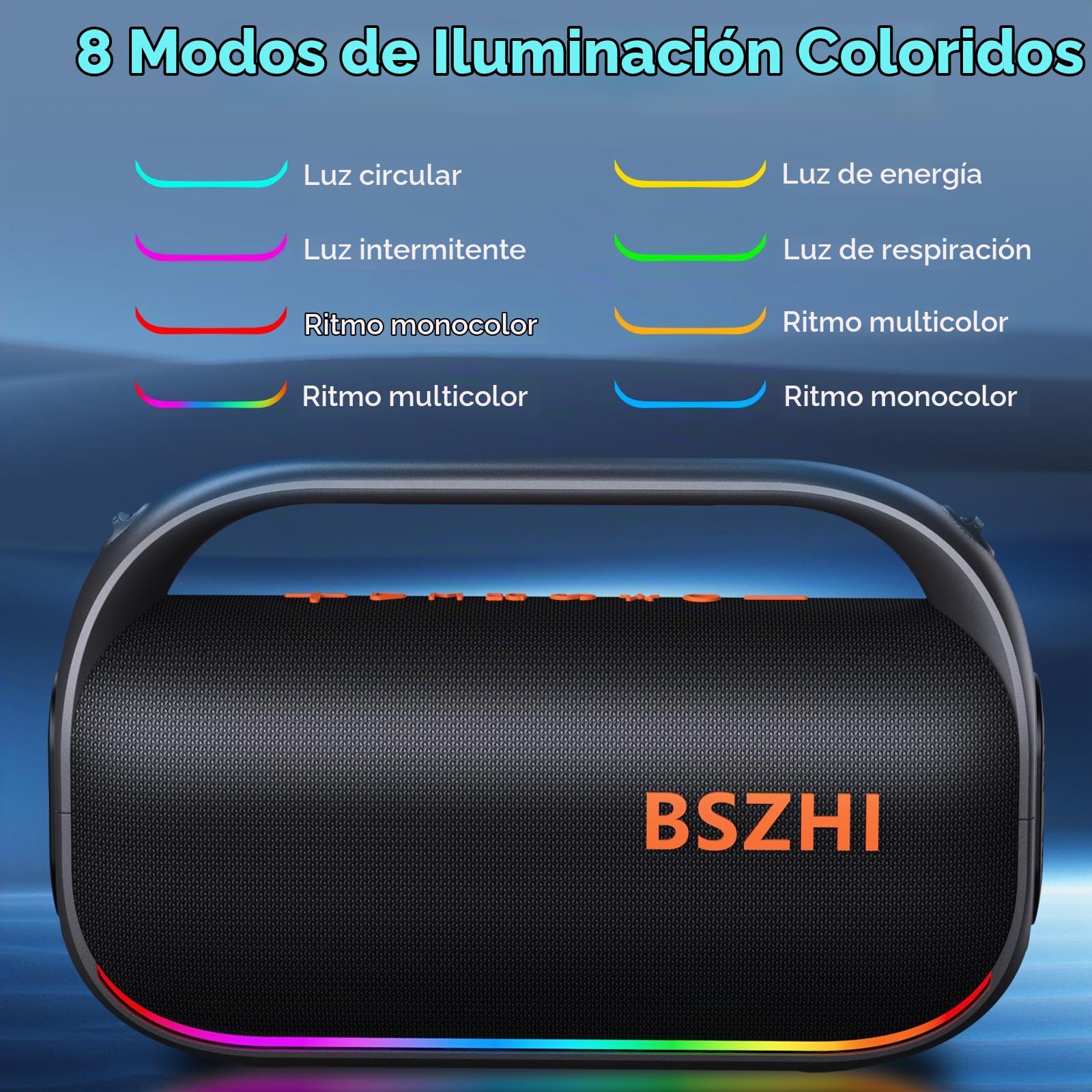 Altavoz Bluetooth de 80 W (pico de 120 W), potente, portátil, resistente al agua IPX6, inalámbrico, TWS, para exteriores, fiestas, viajes y acampadas en la playa, con luz, BT5.0, tarjeta USB/TF, AUX.