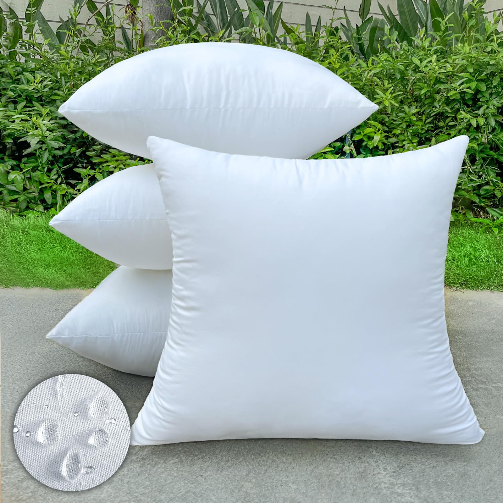 4 Pack Pillow Inserts Waterproof Outdoor 18x18 inch White
