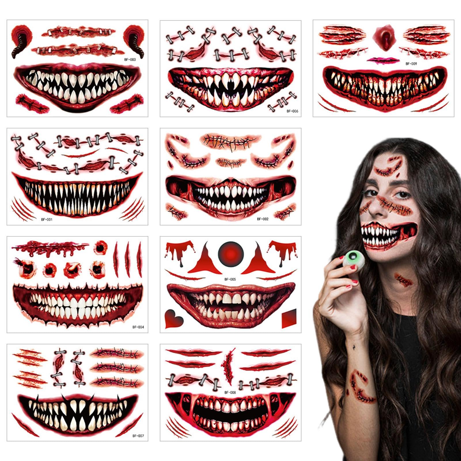 Amazon.co.jp: マスカレード傷跡ステッカー、ホラーフェイスステッカー