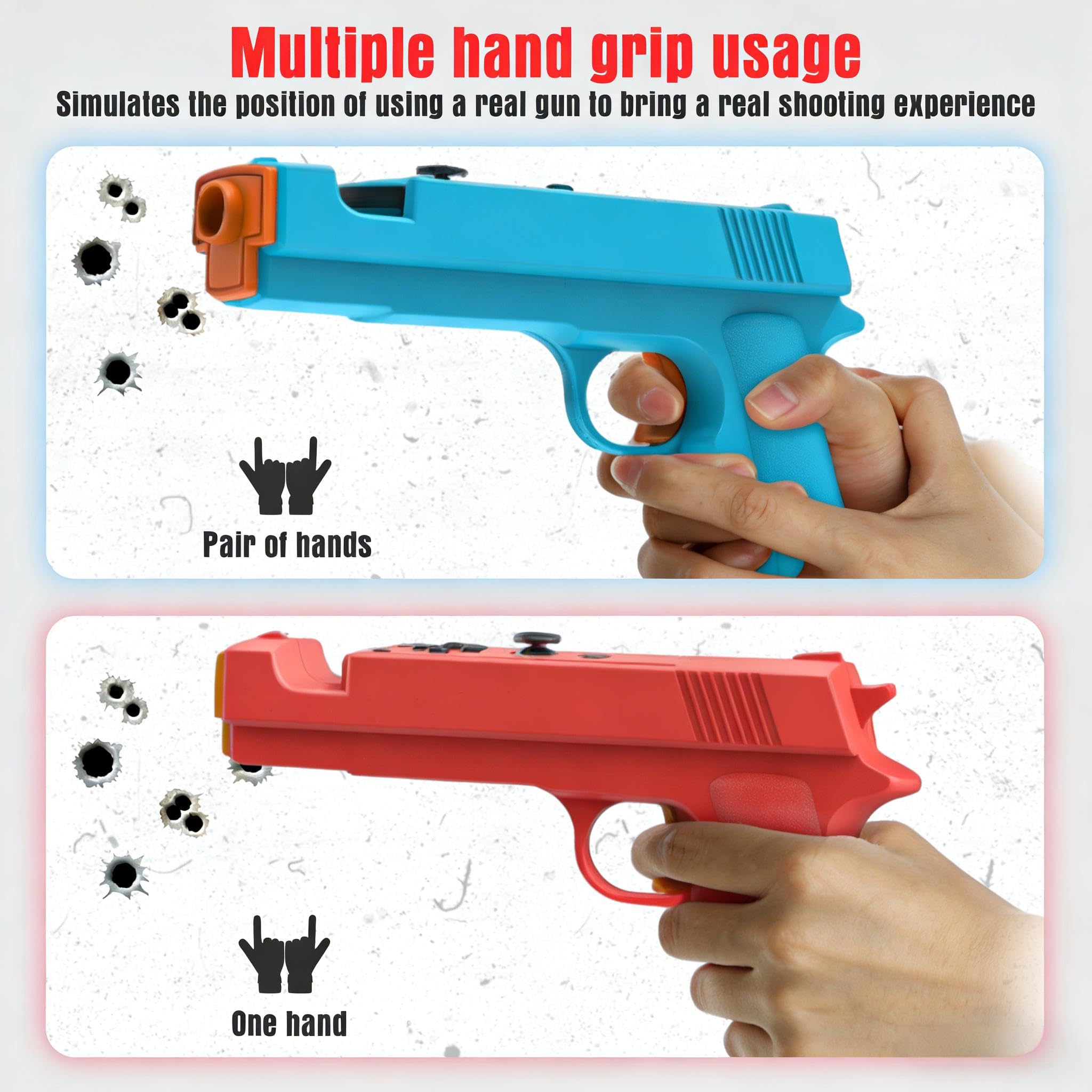 Pistola da gioco per interruttore/interruttore controller OLED [2 pezzi], interruttore a pistola controller di movimento impugnatura giochi di tiro Wolfenstein 2: il nuovo colosso per Nintendo Switch