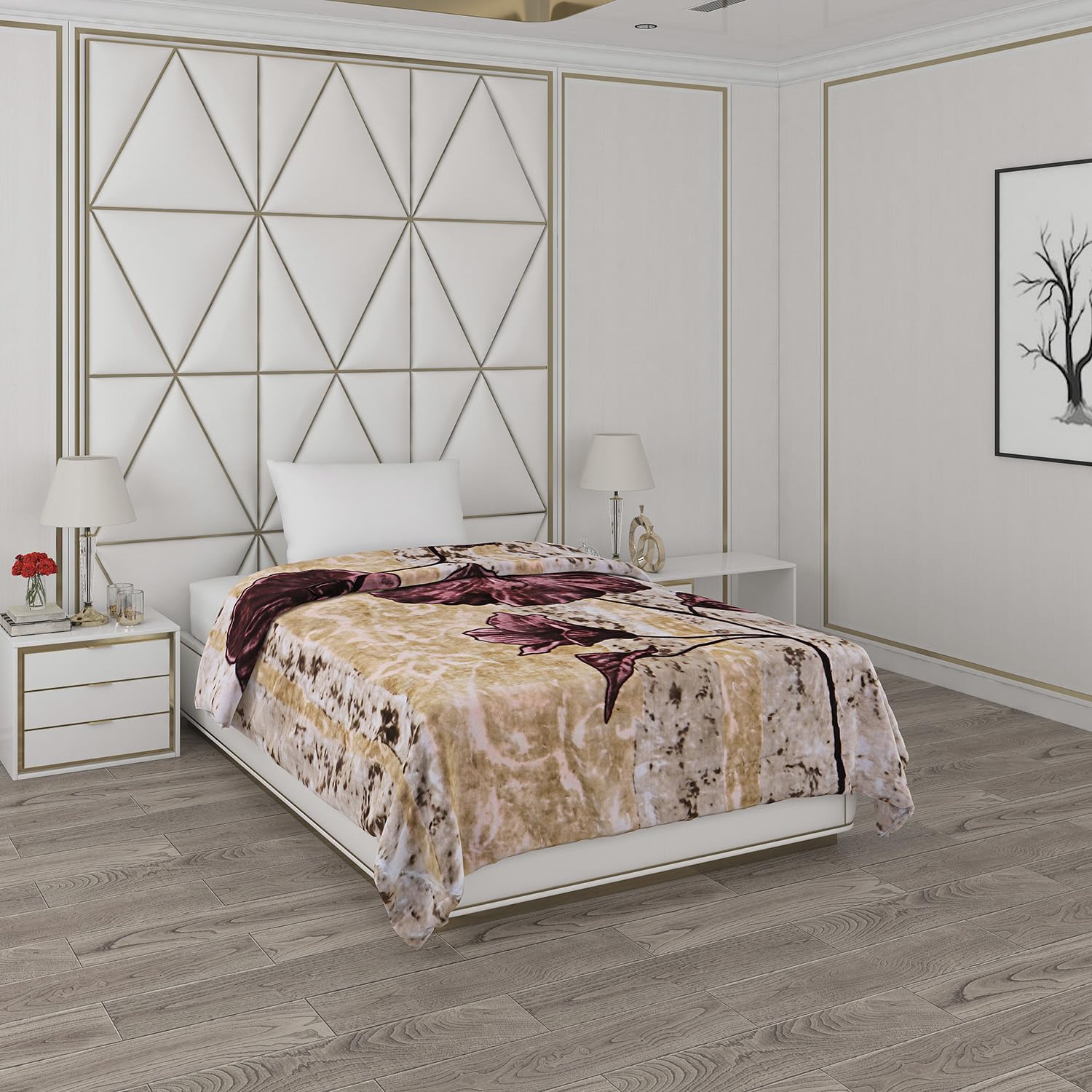 Monte Carlo Winter Multi Printed Single Bed Blanket Pearl 2 Ply 159 GSM (Width 1.60 M X Length 2.20 M)-picture-23