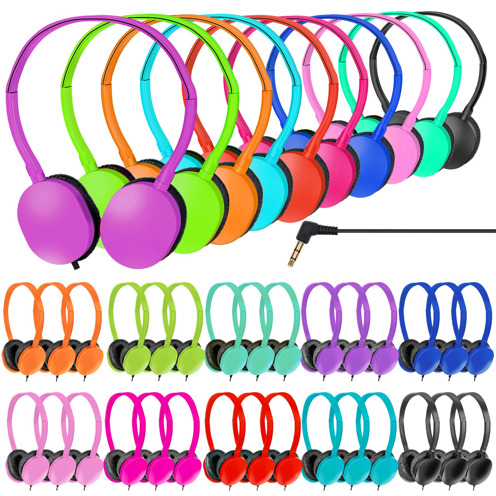 ZNXZXP Headphones Bulk 100 Pack for School Classroom Student Computer Earphones Class Set of Headphones for Students Online Lesson and Testing (10