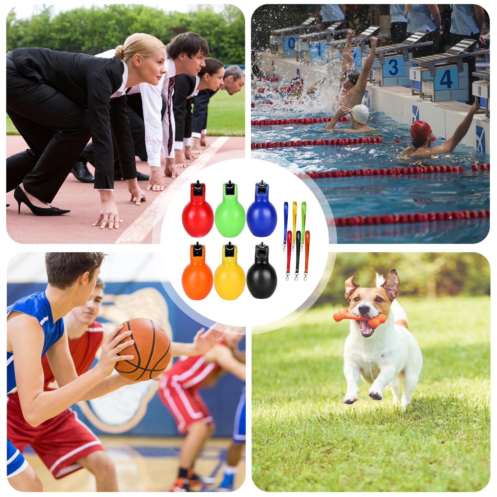 GBKDQQ 6 silbatos de mano deportivos, silbatos de árbitro ruidosos con correa para el cuello para árbitros, profesores de deportes, entrenadores de perros, educación física, fútbol, emergencia
