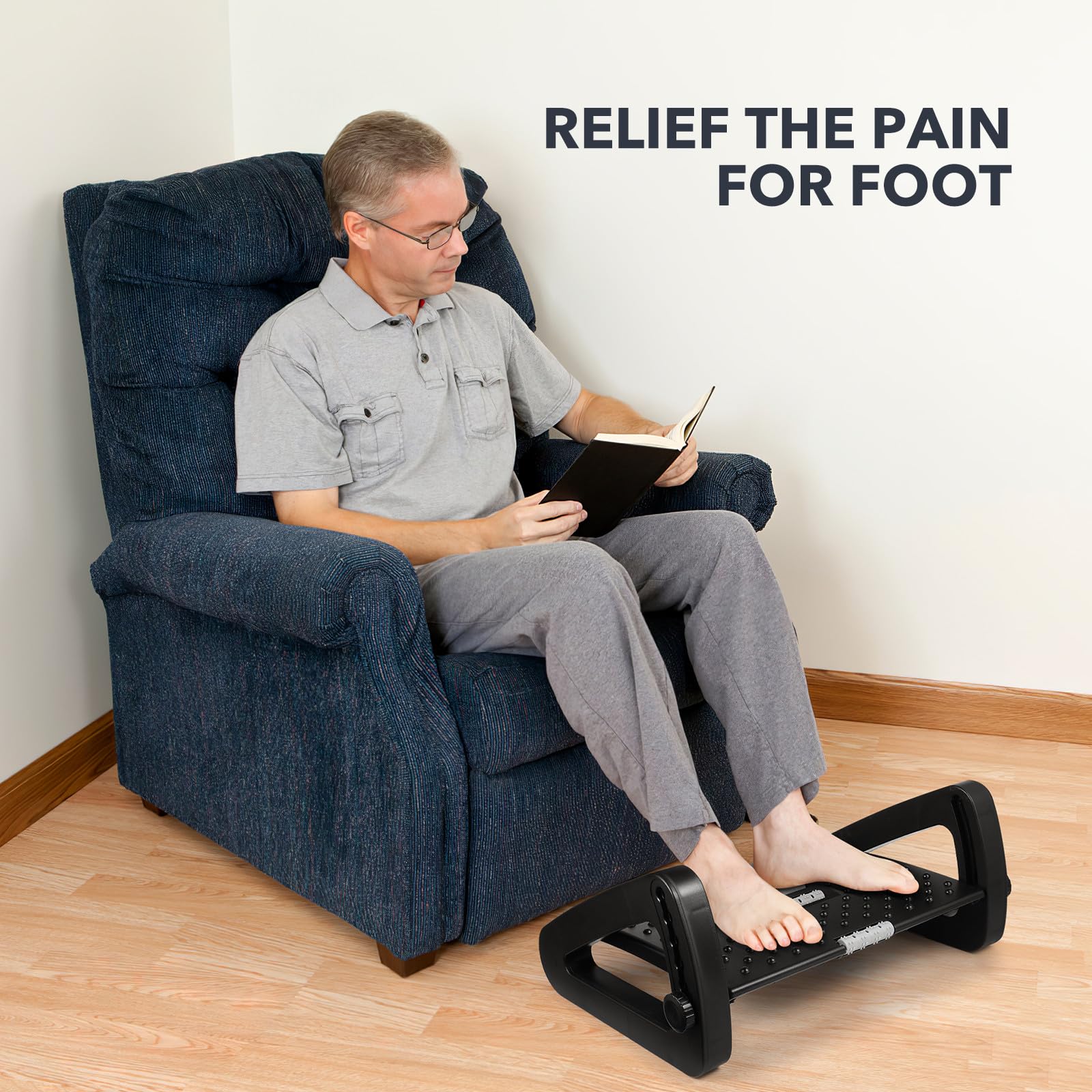 Reposapiés Negro Ergonómico con Altura Ajustable de Oficina
