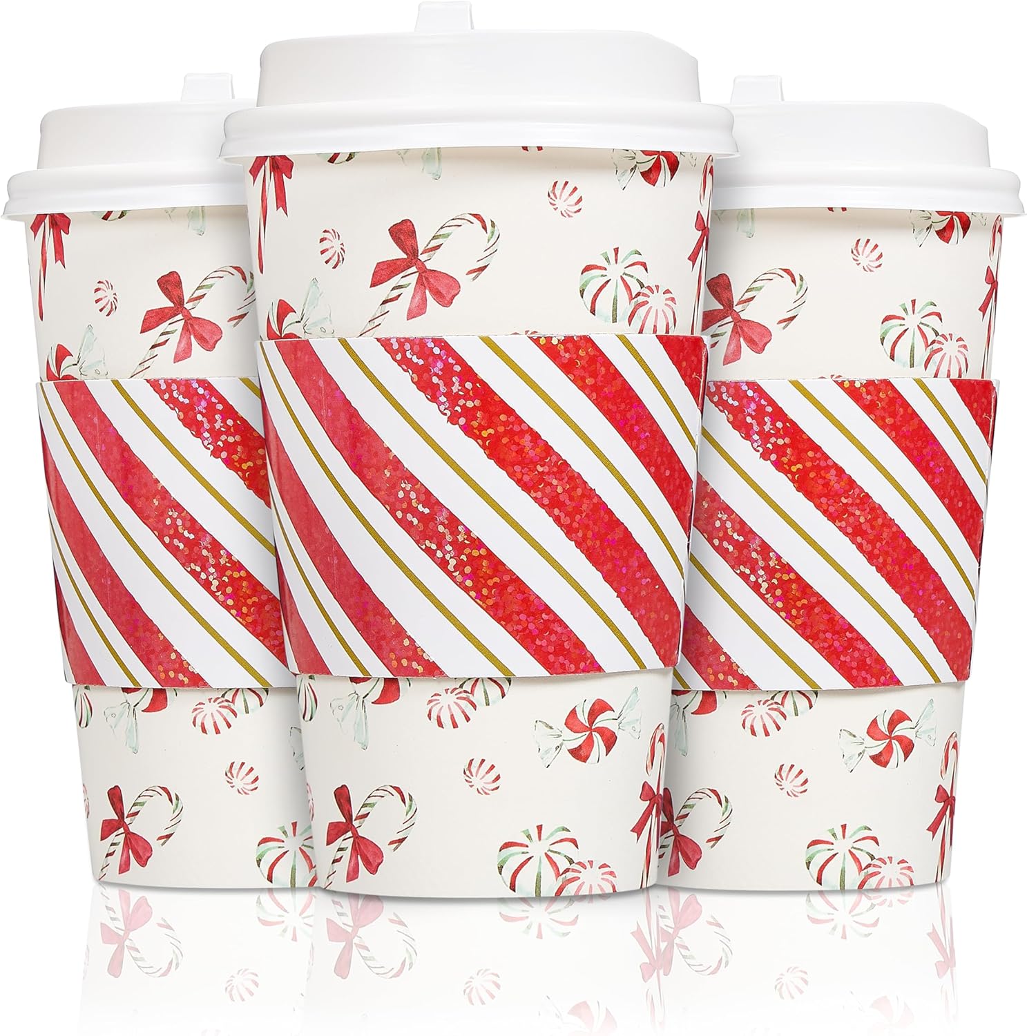 Papyrus Disposable Tabletop Plates Set - Elegant and Sturdy Plates for Any Occasion, Peppermint Candy Cane, Dinnerware Set
