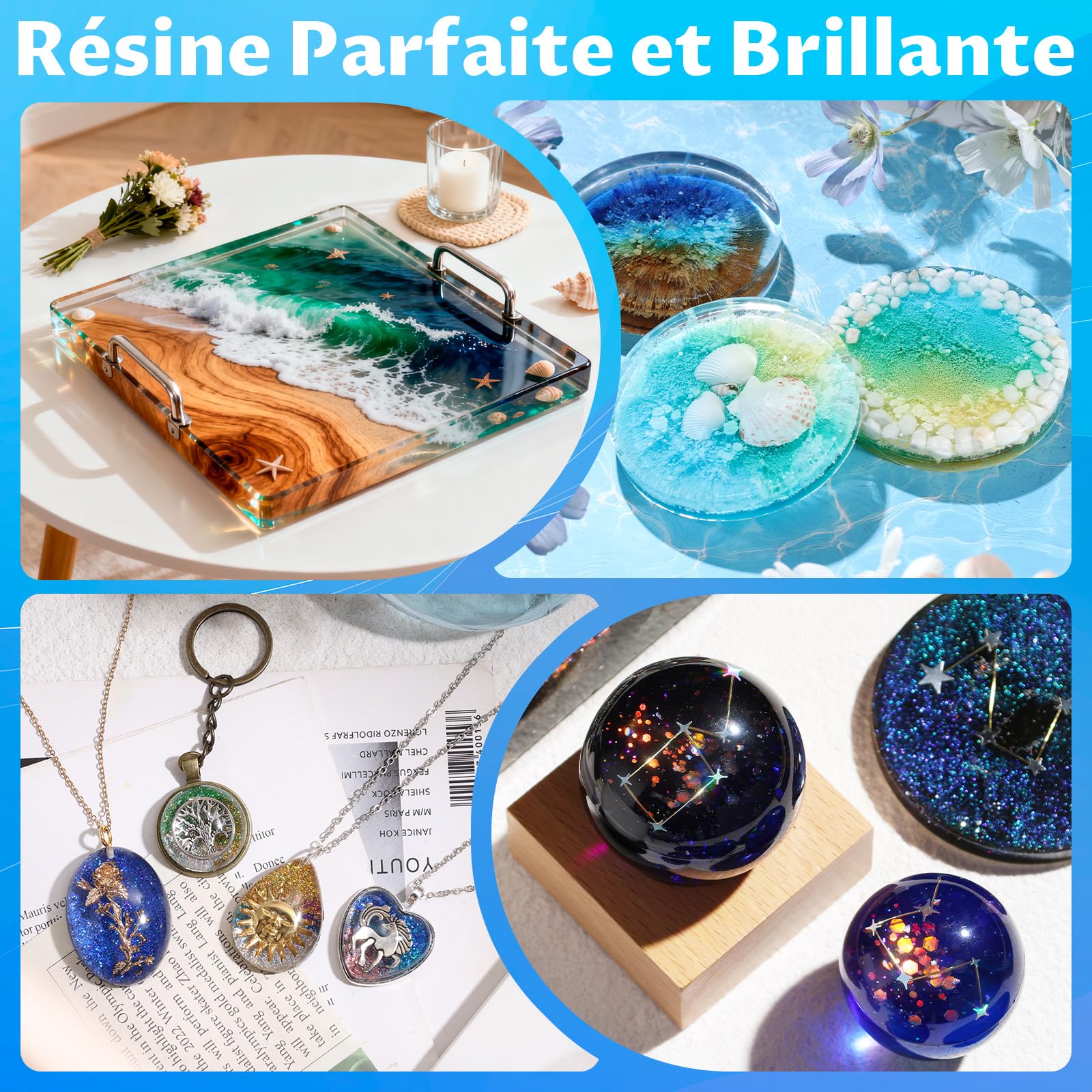 Let’S Resin Résine Époxy 3 kg, Kit Résine et Durcisseur Transparent sans Bulles 2:1, Idéal pour la Création de Bijoux, l’Art DIY, Les Moulages et Les Travaux Manuels