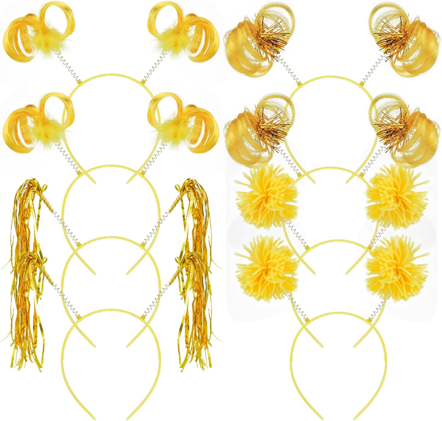 COCIDE 8Pcs Pom Pom Headbands Party Headbands Tinsel Wrapped Ponytails Headbopper Headwear for Birthday Festival - Image 8