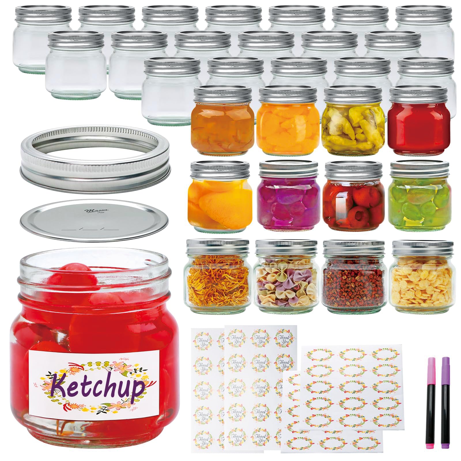 Flrolove 8 oz Mason Jars 30-Pack