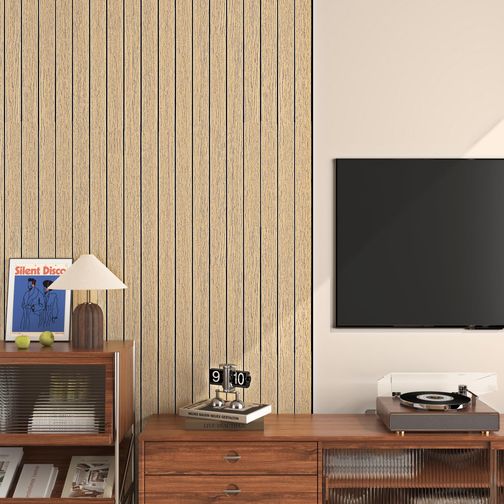 Livelynine Gruba tapeta panelowa 3D, z efektem brązowego drewna, samoprzylepna, na ściany, naturalne drewno dębowe, panele ścienne, do sypialni, salonu, funkcja ścienna, samoprzylepny tył, plastikowa