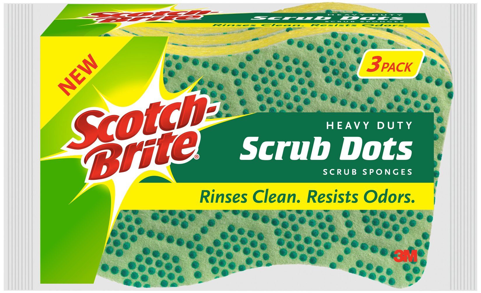 Scotch-Brite 3 Piece Scrub Dots Heavy Duty Sponge