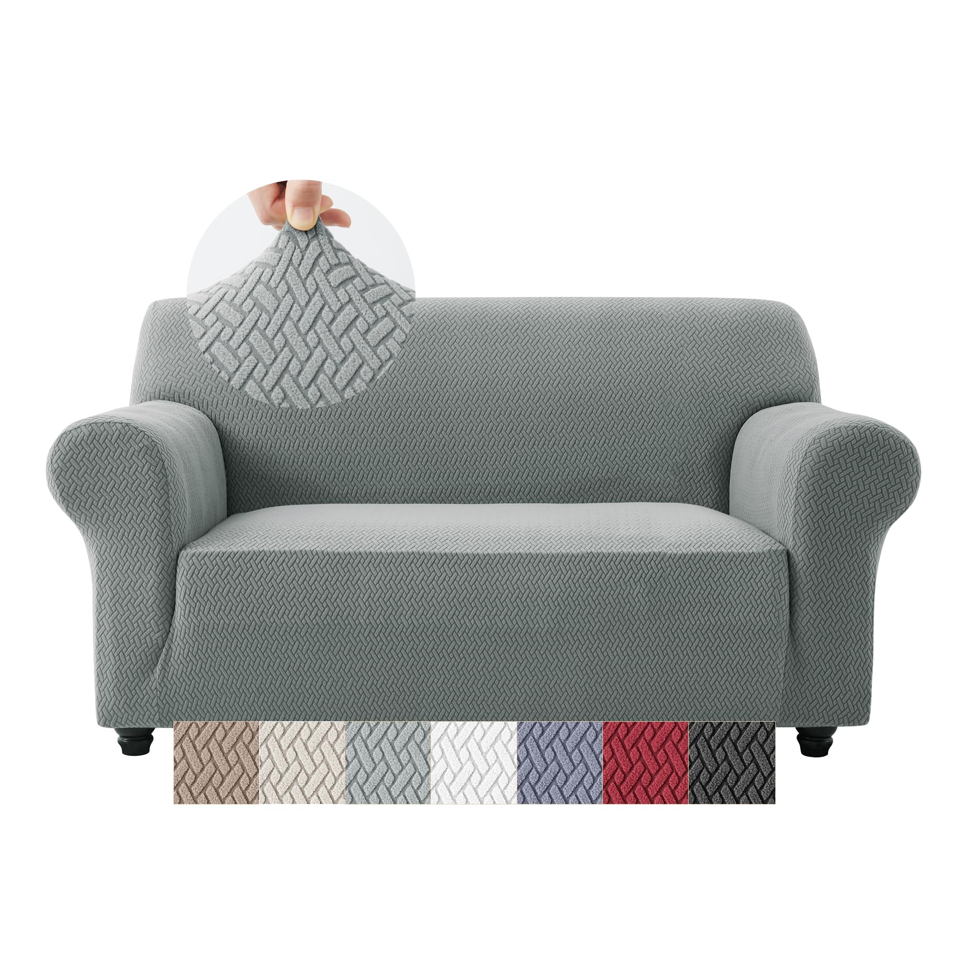 Moonlight Bedding Grey High Stretch Sofa Cover 2 Seater – Spandex Elastic Fit Sofa Slipcovers, Soft Washable Furniture Protector For Pets/Kids/Dogs, Non Slip Couch Covers (Fits 57"–70")