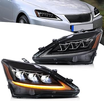 VLAND Headlights for Lexus IS250 IS350 IS220d 2006-2012, IS F 2008-2014, Front Headlamp Assembly with Sequential Turn Signals, 1 Pair Amber Reflector