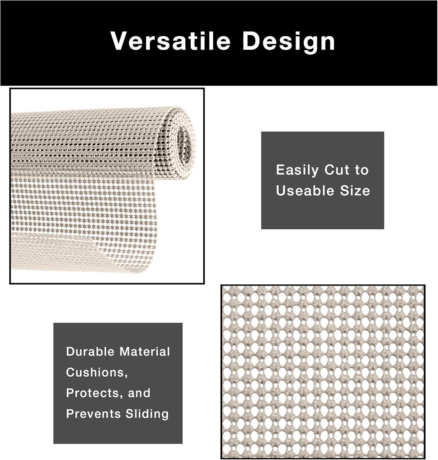 Smart Design Classic Grip Shelf Liner - 12 Inch x 10 Feet - Non Adhesive, Strong Grip Bottom, Easy Clean Kitchen Drawer, Cabinet, Cupboard Dresser Protector Cover, Non Slip Rubber Mat - Graphite Gray